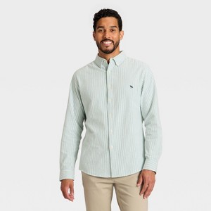 Men's Long Sleeve Oxford Button-Down Shirt - Goodfellow & Co™ Teal Stripe - 1 of 3