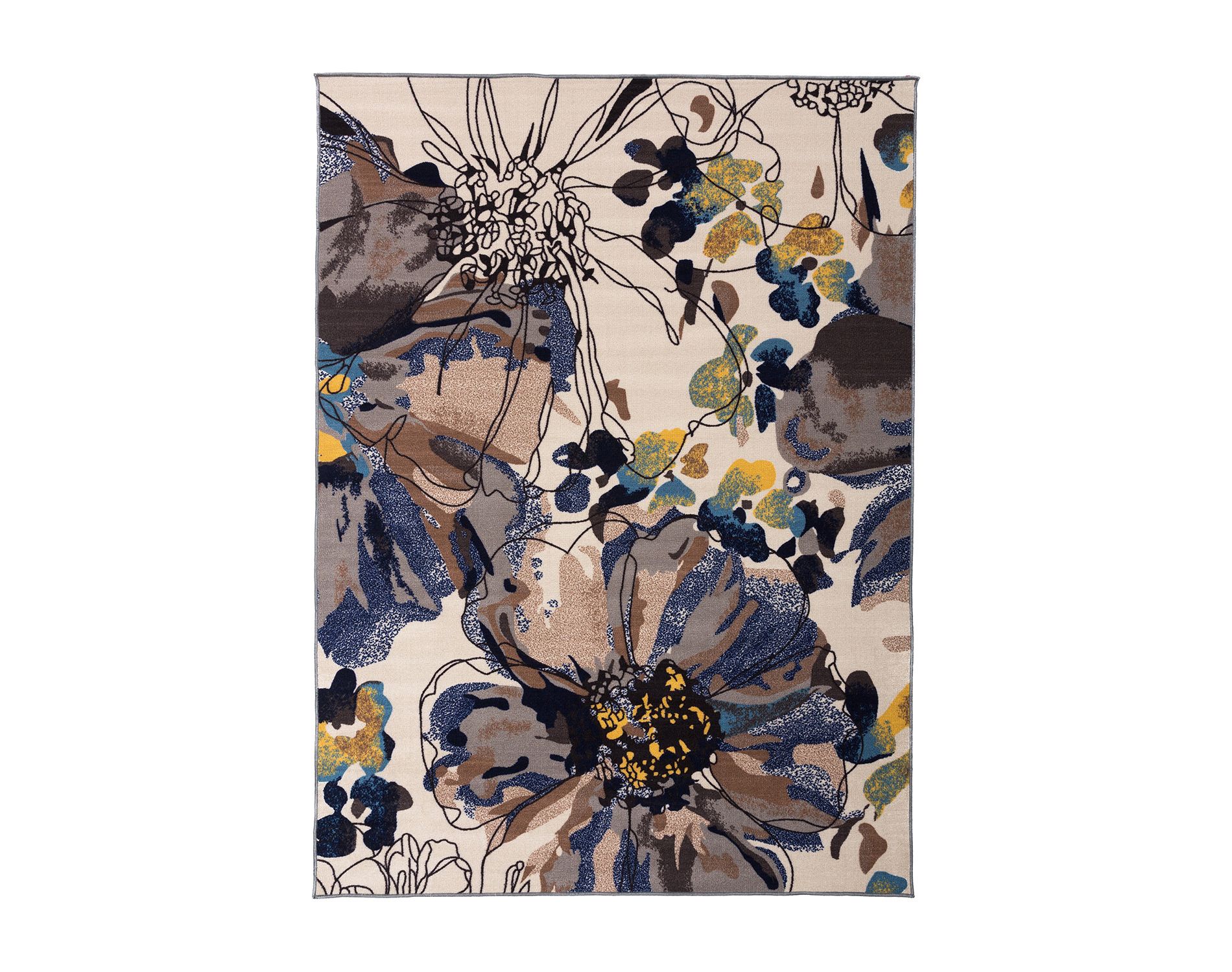 World Rug Gallery Modern Bright Flowers Non-Slip Area Rug - Cream 2'7"x12'