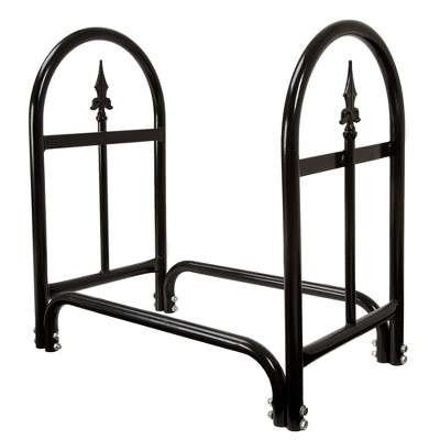 Black Arched Finial Steel Firewood Storage Rack, 24.1 in