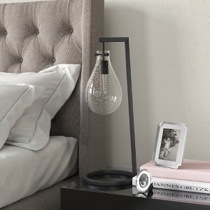 Hudson and Canal 25" Tall Table Lamp with Glass Shade Blackened Bronze: Mid-Century Modern, UL Listed - 1 of 4