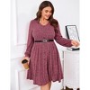 Womens V Neck Sweater Dress Lantern Long Sleeve Single Button Ribbed Knit Casual Dress with Belt - 2 of 4