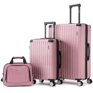 Rockland 3 Set 2-Piece Hardside Spinner Wheel Upright Luggages with Tote Pink - 1 of 4