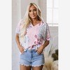 Amaryllis Women’s V-Neck Short Sleeve Blouse with Layered Ruffle Sleeves Relaxed Fit - 3 of 4