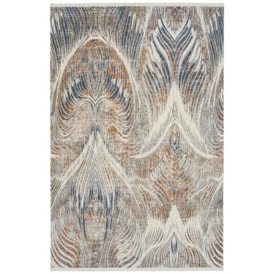 LunaLulinlk Multi Brown+Beige Modern, Abstract, Cut Pile 1'10" x 2'6" Rectangle Throw Rug