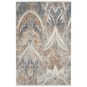 LunaLulinlk Multi Brown+Beige Modern, Abstract, Cut Pile 1'10" x 2'6" Rectangle Throw Rug - 1 of 4
