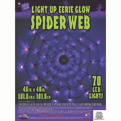 Fun World 40 in Light-UP Purple LED Spider Web Halloween Decoration - Purple