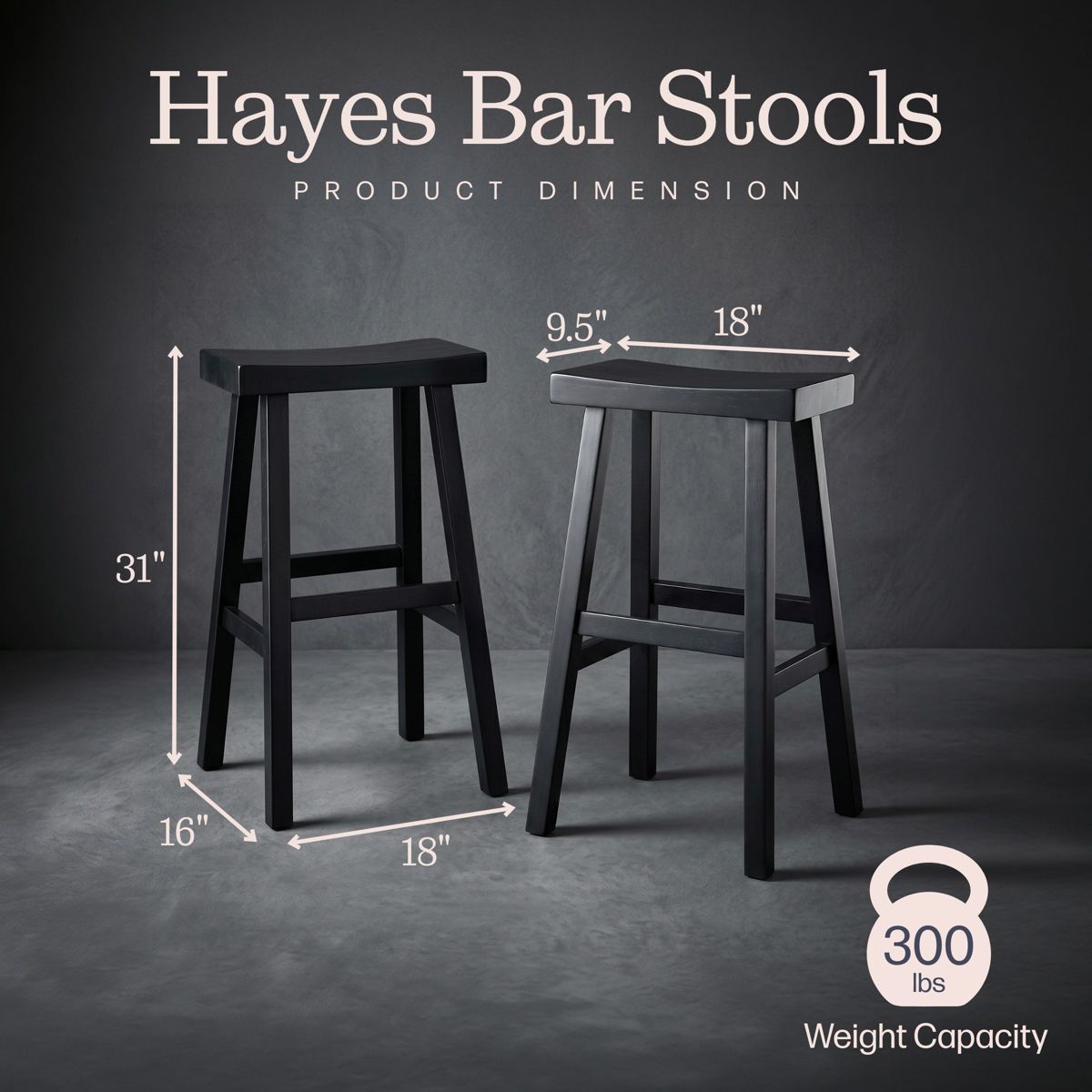 Alaterre Furniture Hayes Bar Stools Set of 2 - 31-Inch Tall Counter Height Bar Stools with Backless Saddle Seat and Footrests - thumbnail 4