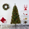 Nearly Natural 6.5-ft Norway Mixed Pine Artificial Christmas Tree with 350 Clear LED Lights, Pine Cones and Berries - 4 of 4
