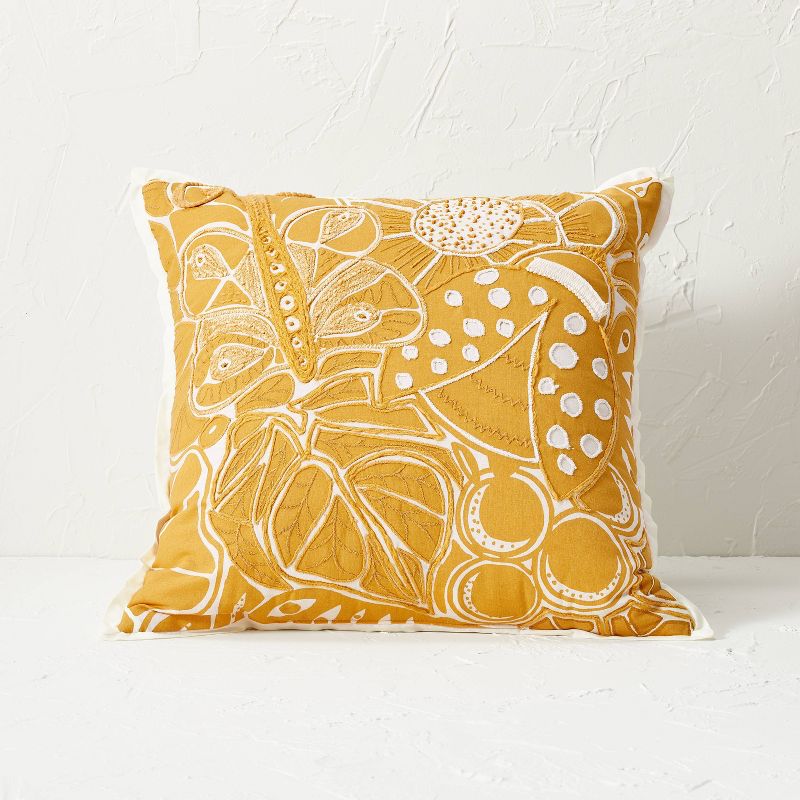 18&#34;x18&#34; Square Flower Love Decorative Pillow Gold - Opalhouse&#8482; designed with Jungalow&#8482;, 1 of 8