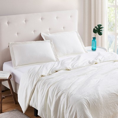 Prewashed Vintage Linen Style Crinkle Duvet Set - Extra Soft, Lightweight, Protective Bed Duvet Cover and Shams by Sweet Home Collection®