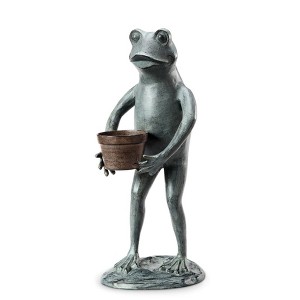 SPI Home Helpful Garden Frog Planter Holder – Whimsical Metal Sculpture for Outdoor Plant Display - 1 of 3