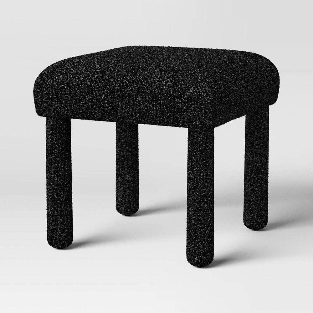 Upholstered Stool Ottoman Black Boucle - Room Essentials™
