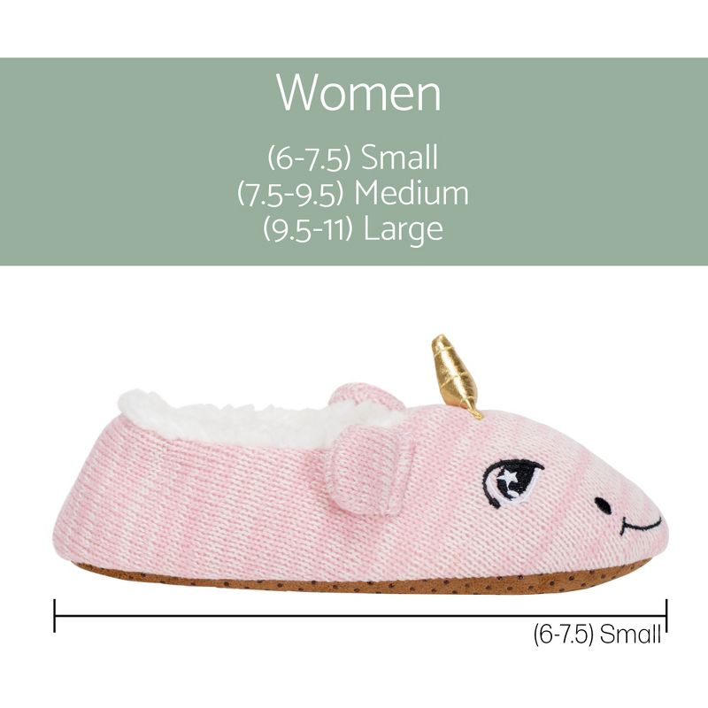 Pink Unicorn Womens Animal Cozy Indoor Plush Lined Non Slip Fuzzy Soft Slipper - Small, 4 of 7