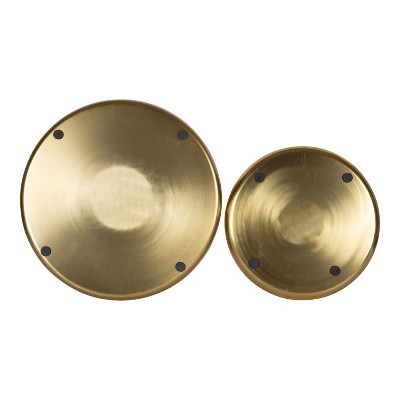 White and Gold Round Wood Decorative Tray Set