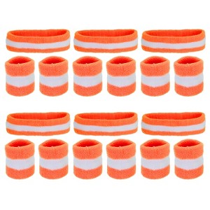 Unique Bargains Terry Cloth Sports Athletic Gym Working Out Headband Wristband Sweatband 6 Sets - 1 of 4