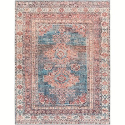 Mark & Day McCordsville 7'10"x10'2" Rectangle Washable Woven Indoor Area Rugs Coral: Stain-Resistant, Traditional Medallion Design