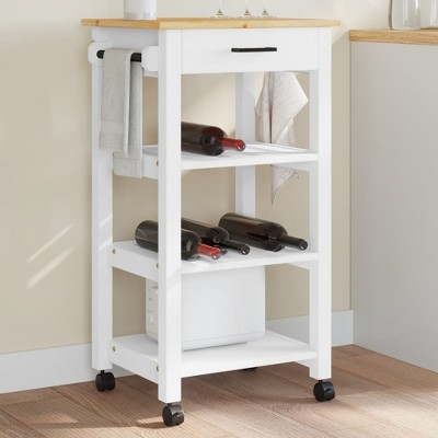 vidaXL Kitchen Trolley MONZA 18.9 in.x15.7 in.x35.4 in. Solid Wood Pine