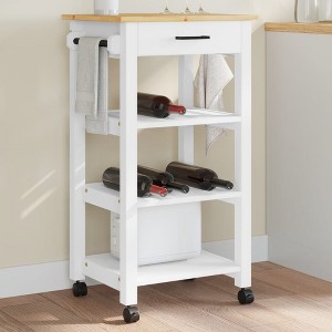 vidaXL Kitchen Trolley MONZA 18.9 in.x15.7 in.x35.4 in. Solid Wood Pine - 1 of 4