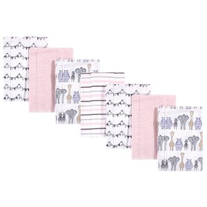 Hudson Baby Infant Girl Cotton Flannel Burp Cloths 7pk, Pink Safari, One Size - 1 of 1