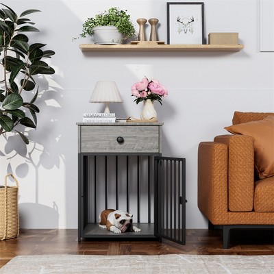 Dog Cage Furniture, Dog House, Decorative Dog Kennel With Drawers, Indoor Pet Cage Side Table For Small Dogs, Iron Pipe Dog Cage, Anti-Chew