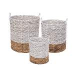 Set of 3 Natural Water Hyacinth Decorative Storage Baskets with Handles