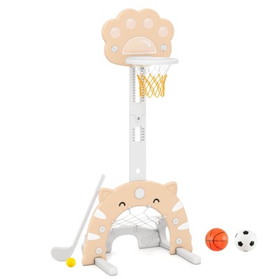 Safstar 3 in 1 Kids Basketball Hoop w/ Basketball Soccer & Golf Game Adjustable Height