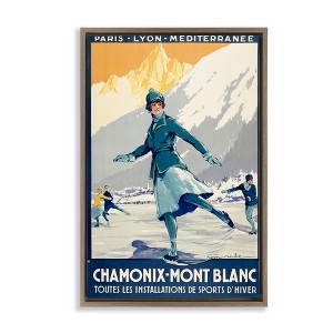 Stupell Industries Vintage Ice Skating Advertisement Black Framed Floater Canvas Wall Art - 1 of 4