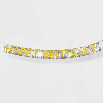 Gold and Silver Happy Birthday Banner - Spritz™