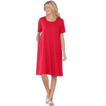 Woman Within Women's Plus Size Perfect Short-Sleeve Crewneck Tee Dress