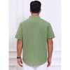 INSPIRE CHIC Men's Henley Solid Color Stand Collar Short Sleeve Linen Shirt - 3 of 4