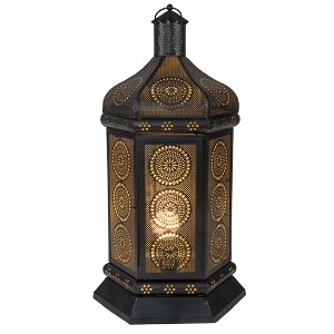 Northlight Moroccan Style Lantern Table Lamp - 21.5" - Black - 1 of 4