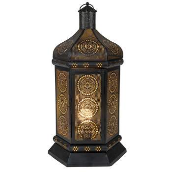Northlight 21.5" Black and Gold Moroccan Style Lantern Table Lamp