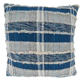 Saro Lifestyle Striped Woven Cotton Throw Pillow With Down Filling