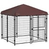 Outdoor Dog Kennel with Roof Lockable Door and Shade Cover for Small and Medium Dogs Pet Playpen with Two Door Access - LAOTIES - 3 of 4