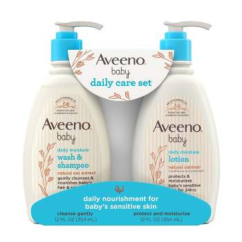 Aveeno Baby Daily Care Gift Set Includes Daily Moisturizing Body Lotion & 2-in-1 Baby Bath Wash & Shampoo - 2 ct