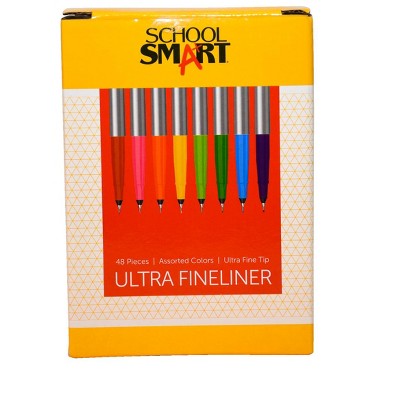 School Smart Ultra Fineliner Pen, 0.4 mm, Assorted set of 48