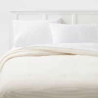 Full/Queen Corduroy Plush Comforter Ivory - Room Essentials