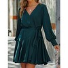 Womens Spring Dress Sexy Wrap V-Neck Ruffle Mini Dress Swing Tie Waist Flowy Cocktail Dresses - 3 of 4