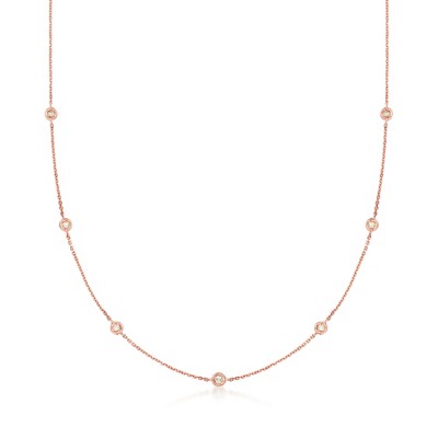 Pure Collection by Ross-Simons 0.20 ct. t.w. Diamond Station Necklace in 14kt Rose Gold Size 20