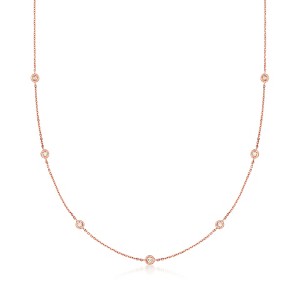 Pure Collection by Ross-Simons 0.20 ct. t.w. Diamond Station Necklace in 14kt Rose Gold Size 20 - 1 of 4
