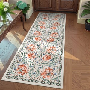 COZONY Washable Runner Rug, Non-Slip Low Pile Hallway Carpet Mat with Vintage Floral Print for Kitchen, Bathroom, Entryway - 1 of 4