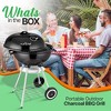 NutriChef Portable Outdoor Charcoal BBQ Grill - Stainless Steel Charcoal Grill Offset Smoker with Cover - SLCGB30, Black - 2 of 4