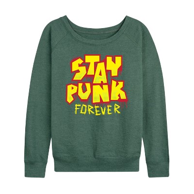 Women's - Instant Message - Stay Punk Forever Lightweight French Terry Wide Neck Long Sleeve Shirt