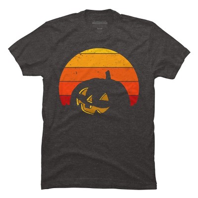 Men's Design By Humans Vintage Retro Sunset Halloween Pumpkin I By lemonpepper T-Shirt