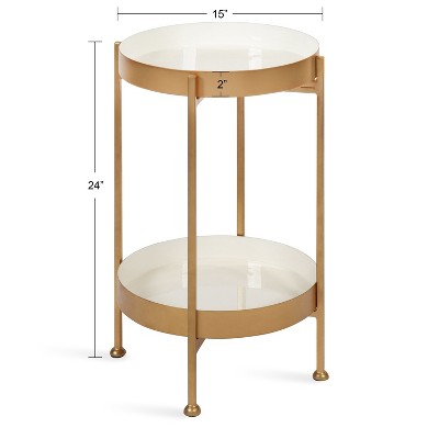 Nira Round Gold Metal Two-Tier Side Table