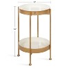 Kate and Laurel Nira Round Metal Side Table, 15x15x24, White and Gold - 2 of 4
