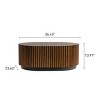 Oval Nesting Coffee Table Set of 2,Walnut Modern Fluted Wooden Center Tables with Wave Edge,35'' & 23'' Living Room Accent-Baofuwish - 4 of 4