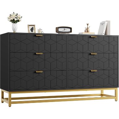 6 drawer dresser black target for Bedroom, 53.5 Inch Extra Wide Large Storage Chest of Drawers, Modern Organizer Cabinet with Sturdy Metal Legs, Quartz | Silver Hotfix GAMEDAY2025 Furniture Enhance your home with Size:AU10 - (US6)