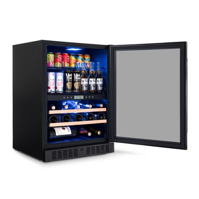 Newair 24" Black Stainless Steel Dual Zone Wine and Beverage Refrigerator