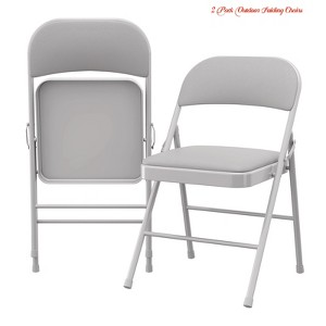 Office 2 Pack/4 Pack Outdoor Folding Chairs, Portable Stackable Foldable Chairs w/ Padded Cushion & Back, Commercial Seat w/ Metal Frame - 1 of 4